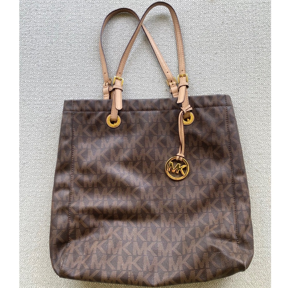 Michael Kors Brown Logo Tote with Tan Straps